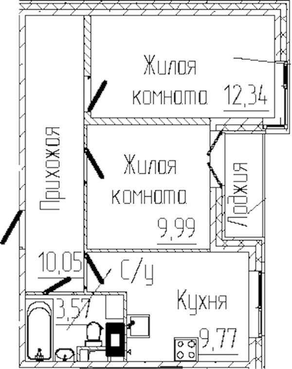 2-комнатная квартира 46.98 м², 2/6 эт., ЖК «SERTOLOVO PARK»